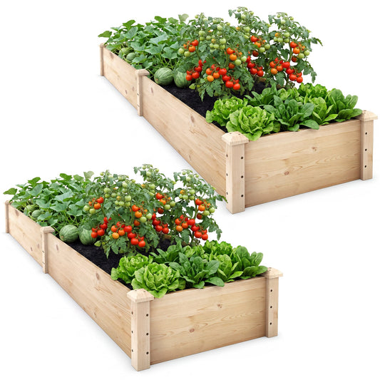 Set of 2 Wooden Raised Garden Beds, Natural Raised Garden Beds at Gallery Canada