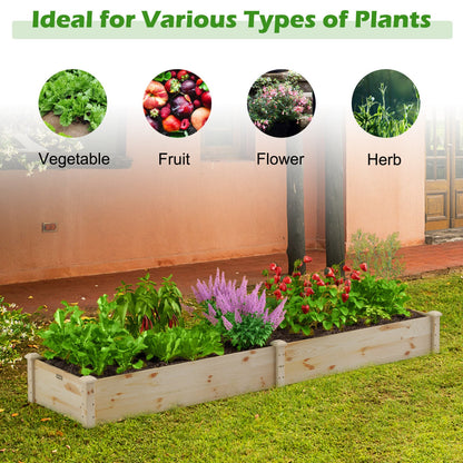 Set of 2 Wooden Raised Garden Beds, Natural