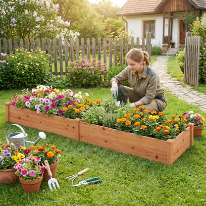 Wooden Vegetable Raised Garden Bed, 2-Pack, Orange
