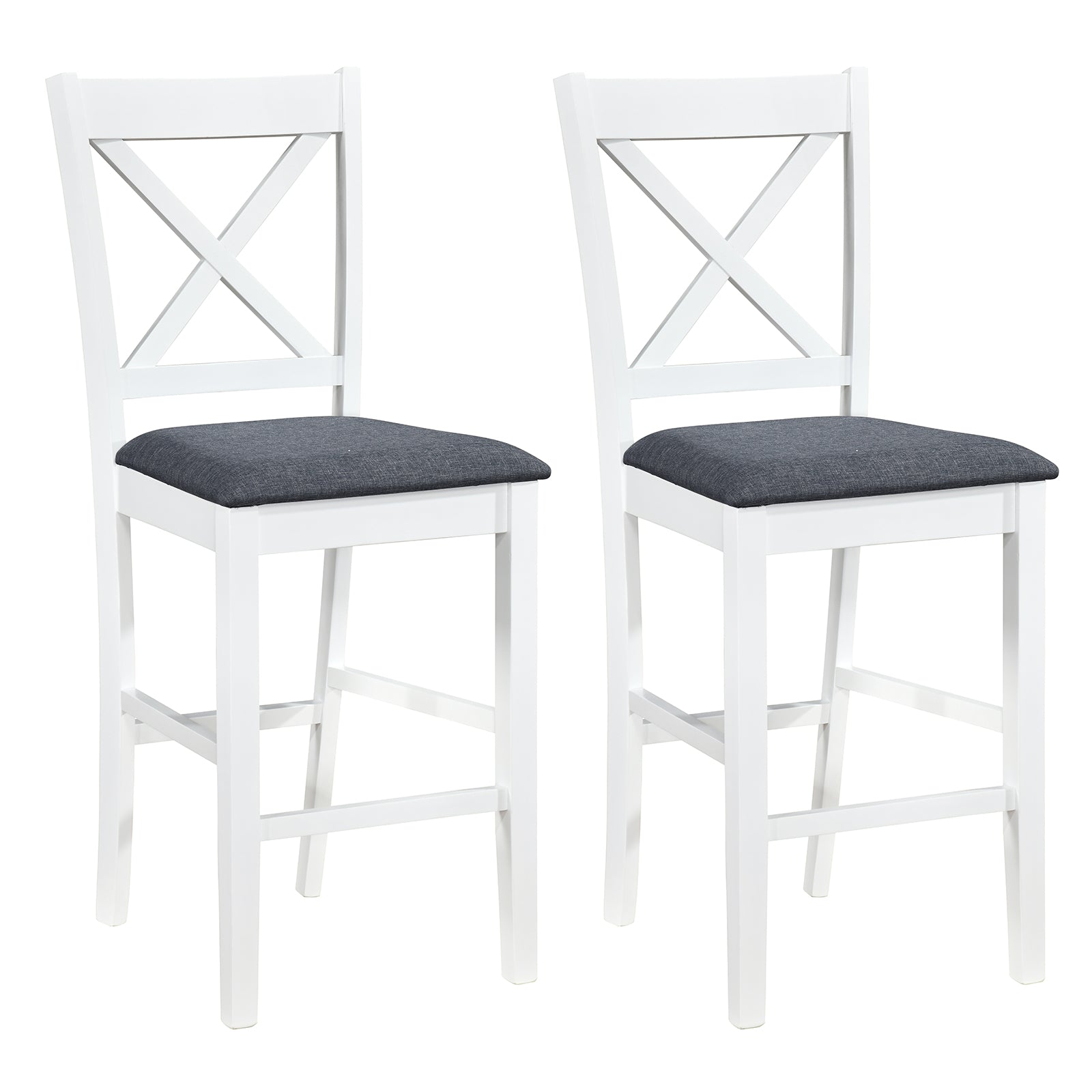 Set Of 2 X-Back Bar Stools, Upholstered Cushioned Seats, White Bar Stools White at Gallery Canada