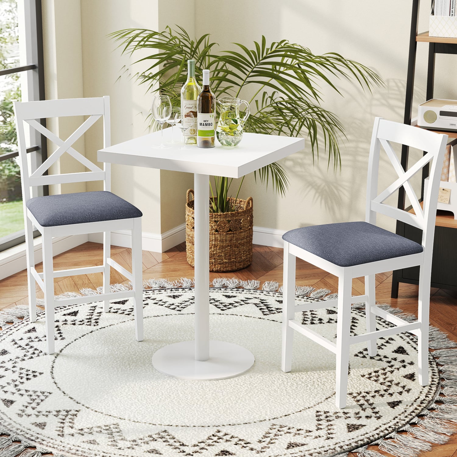 Set Of 2 X-Back Bar Stools, Upholstered Cushioned Seats, White Bar Stools at Gallery Canada