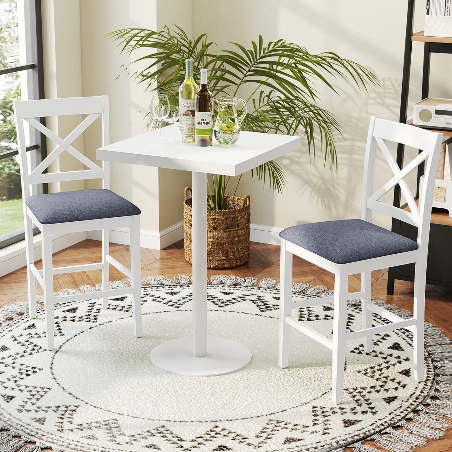 Set Of 2 X-Back Bar Stools, Upholstered Cushioned Seats, White Bar Stools at Gallery Canada