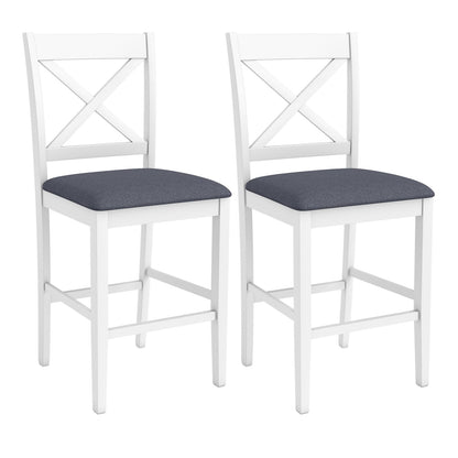 Set Of 2 X-Back Bar Stools, Upholstered Cushioned Seats, White Bar Stools White at Gallery Canada