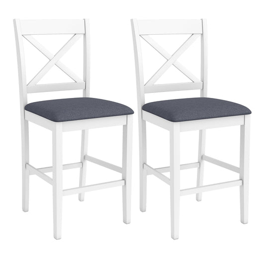 Set Of 2 X-Back Bar Stools, Upholstered Cushioned Seats, White Bar Stools White at Gallery Canada