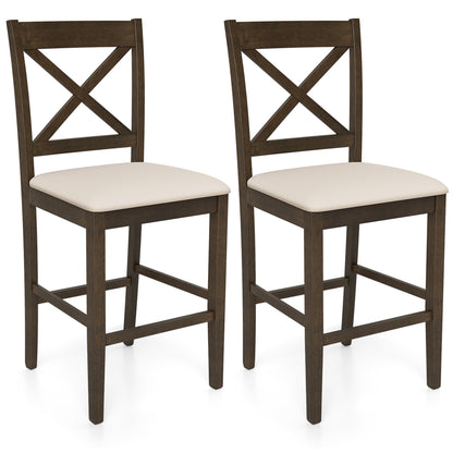 Set Of 2 X-Back Bar Stools, Upholstered Cushioned Seats, Brown Bar Stools at Gallery Canada