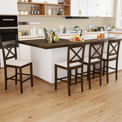 Set Of 2 X-Back Bar Stools, Upholstered Cushioned Seats, Brown Bar Stools at Gallery Canada