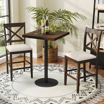 Set Of 2 X-Back Bar Stools, Upholstered Cushioned Seats, Brown Bar Stools at Gallery Canada