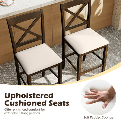 Set Of 2 X-Back Bar Stools, Upholstered Cushioned Seats, Brown Bar Stools at Gallery Canada