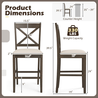 Set Of 2 X-Back Bar Stools, Upholstered Cushioned Seats, Brown Bar Stools at Gallery Canada