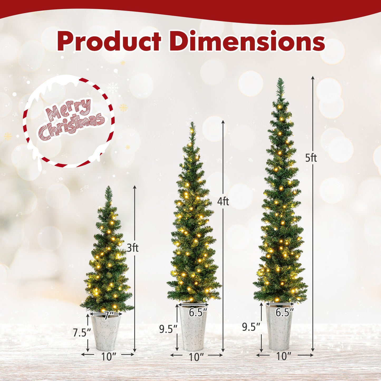 Pre-Lit Artificial Christmas Tree, 3 Set, 230 Warm White LED Lights, Green Christmas Tree at Gallery Canada