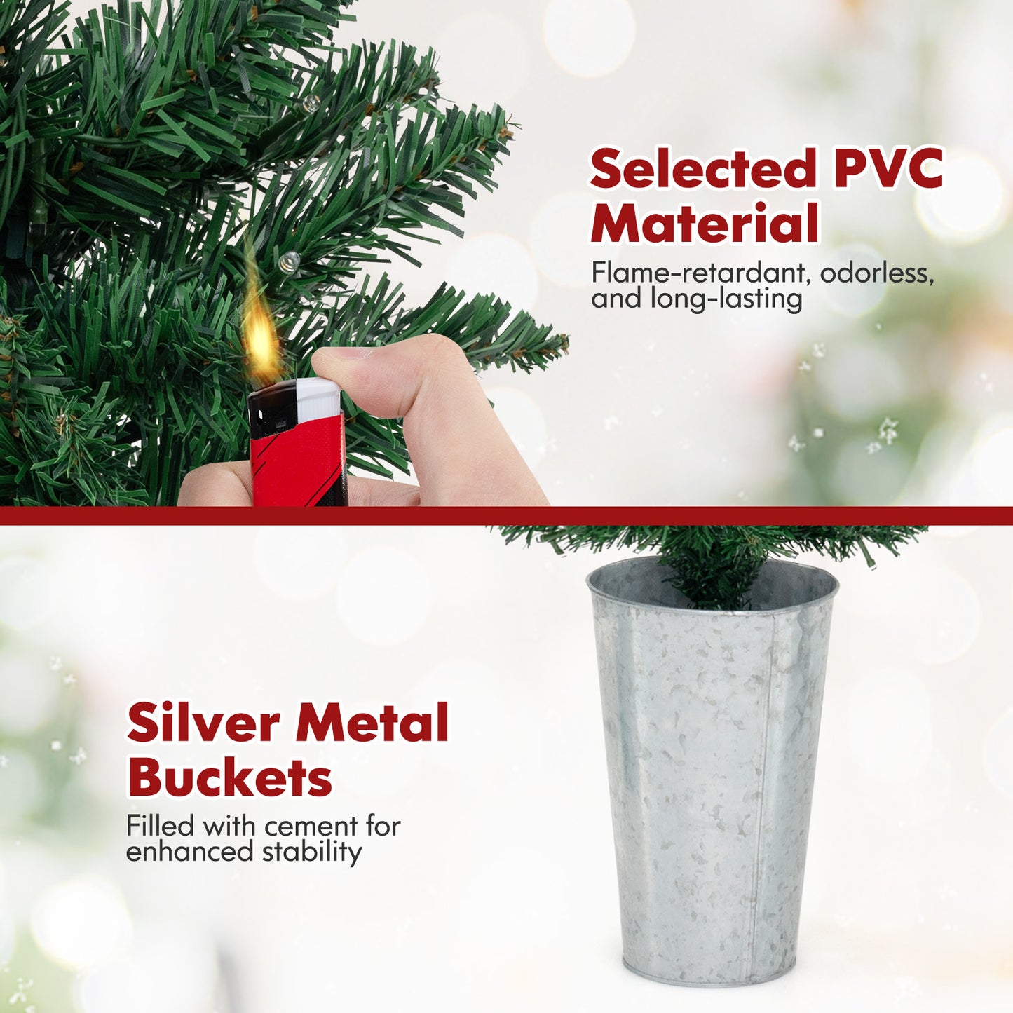 Pre-Lit Artificial Christmas Tree, 3 Set, 230 Warm White LED Lights, Green Christmas Tree at Gallery Canada