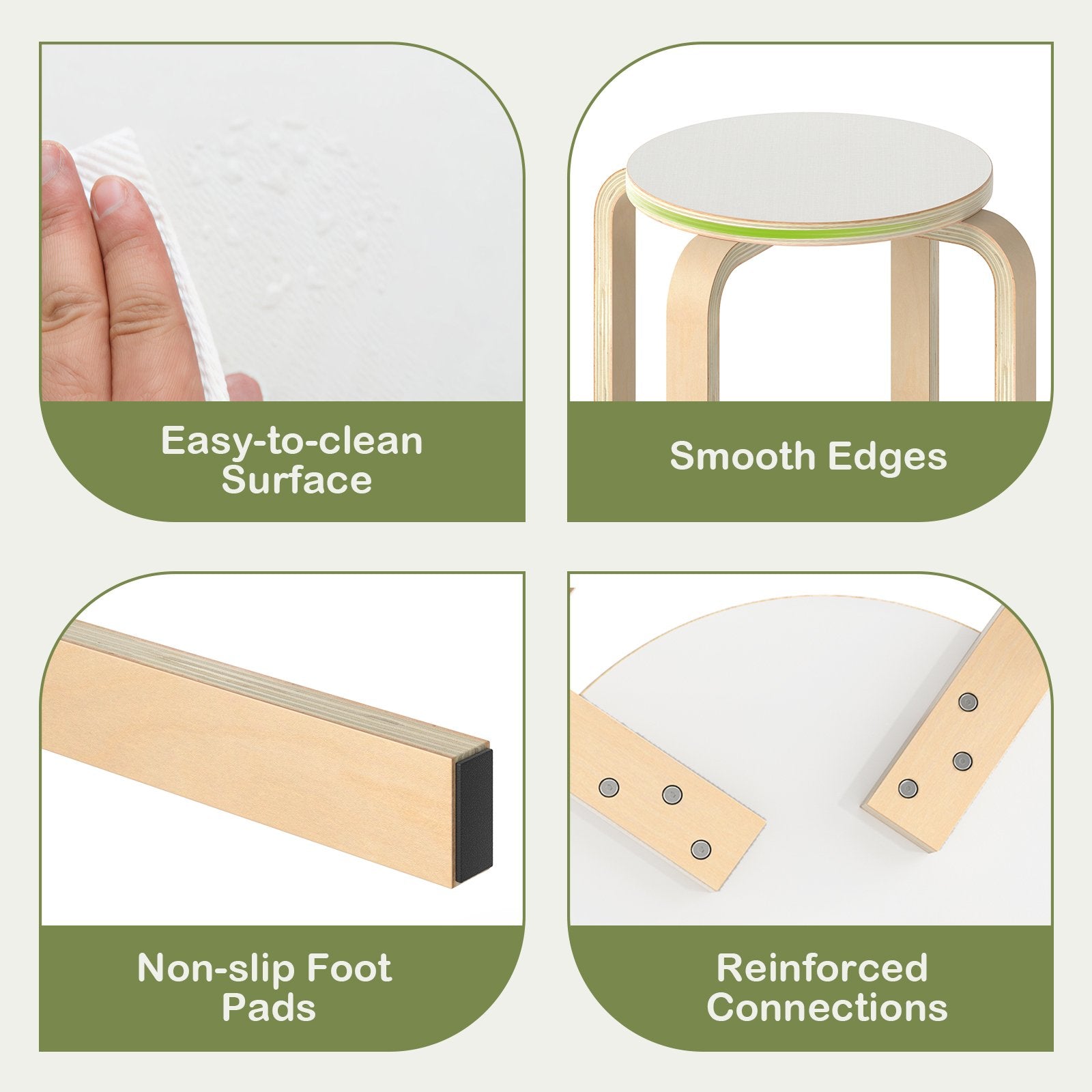 Set of 4 18 Inch Stackable Bentwood Dining Chairs with Round Top, White Kitchen & Dining at Gallery Canada