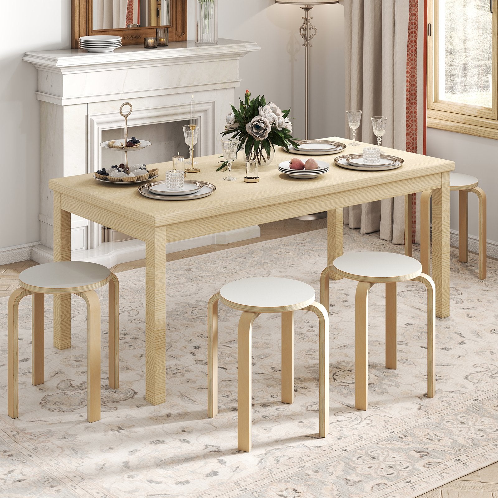 Set of 4 18 Inch Stackable Bentwood Dining Chairs with Round Top, White Kitchen & Dining at Gallery Canada