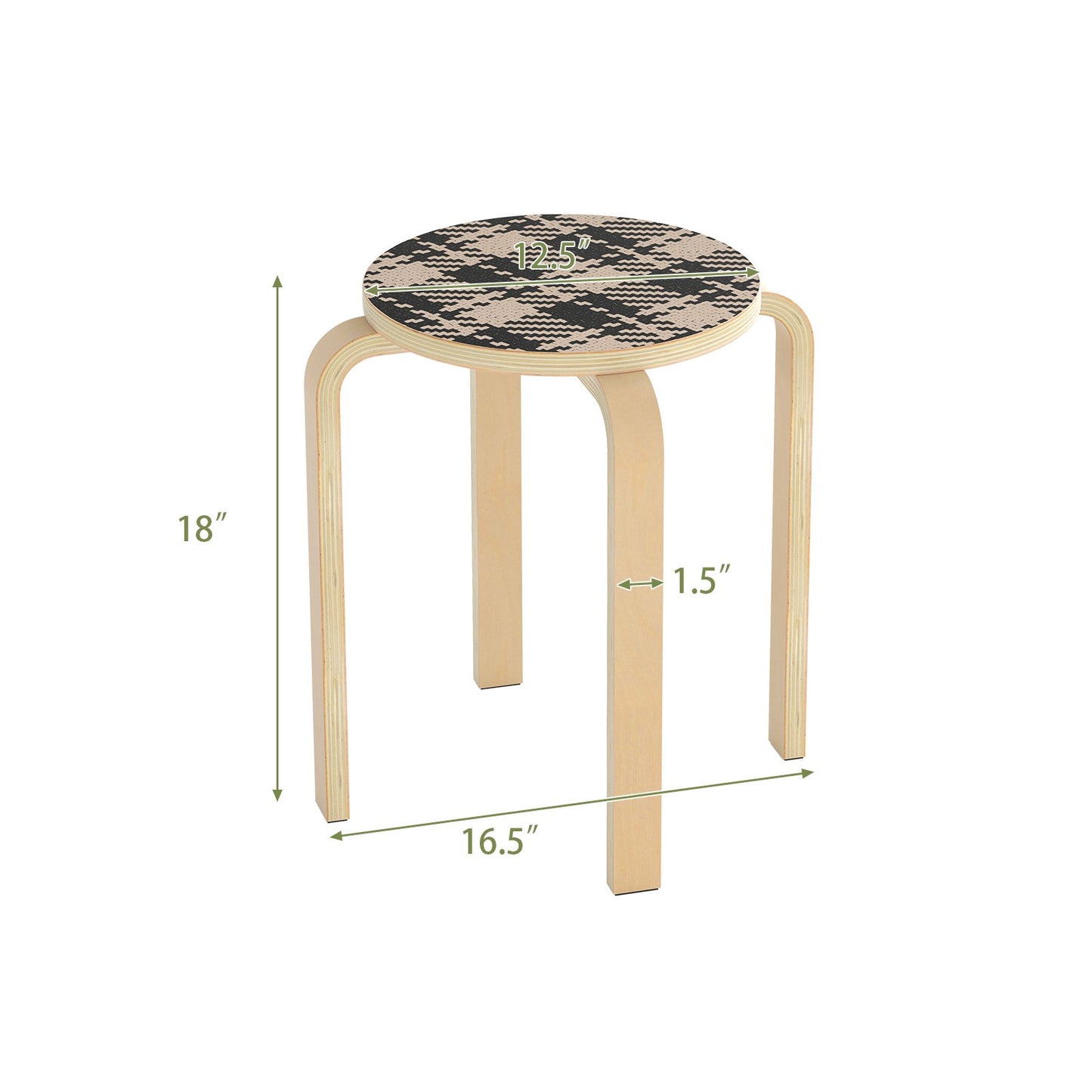 Set of 4 18 Inch Stackable Bentwood Dining Chairs with Round Top, Yellow Kitchen & Dining at Gallery Canada