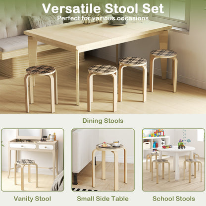 Set of 4 18 Inch Stackable Bentwood Dining Chairs with Round Top, Yellow Kitchen & Dining at Gallery Canada