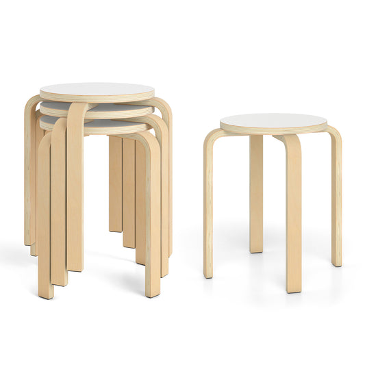 Set Of 4 18 Inch Stackable Bentwood Dining Chairs, White Kitchen & Dining White at Gallery Canada