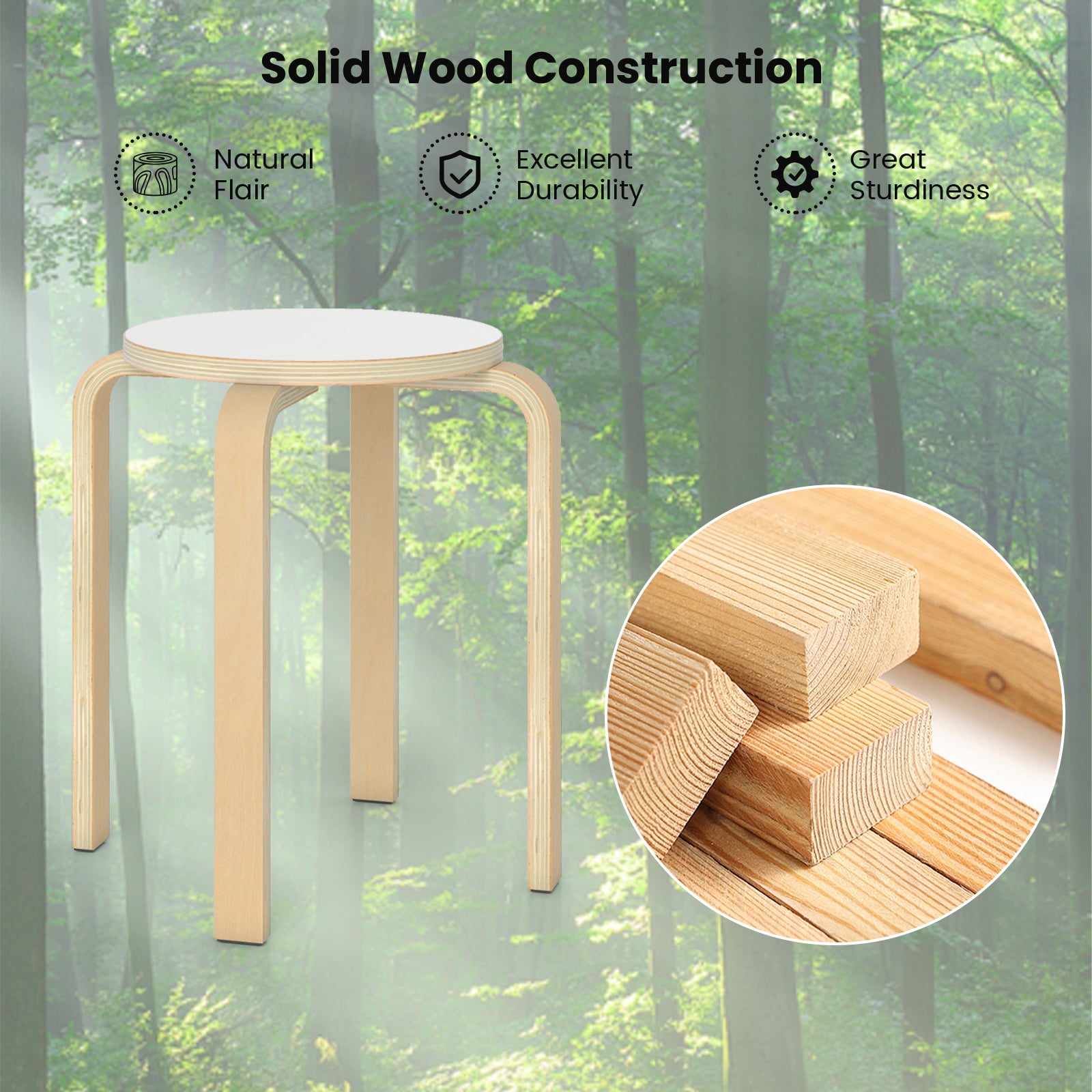 Set Of 4 18 Inch Stackable Bentwood Dining Chairs, White Kitchen & Dining at Gallery Canada