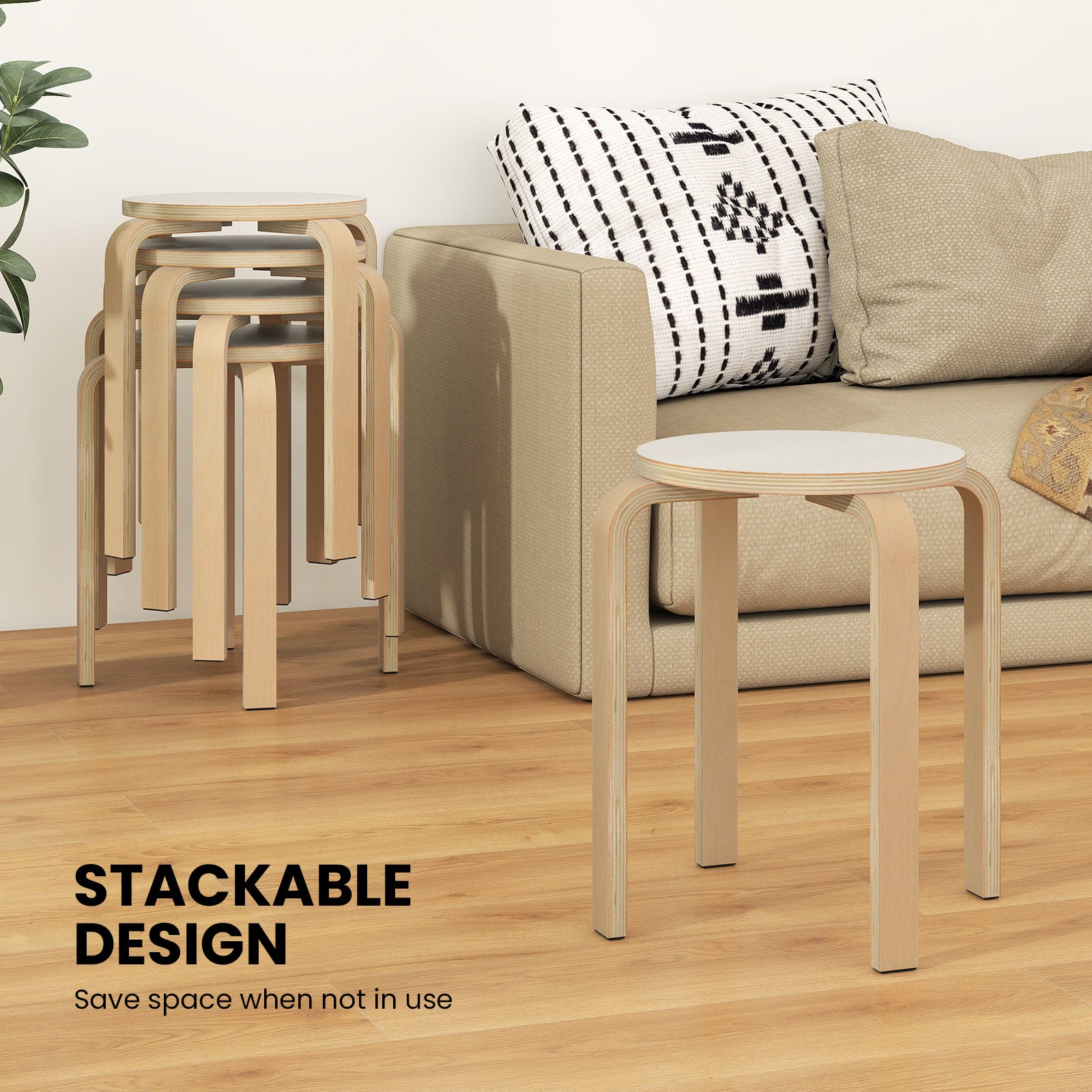 Set Of 4 18 Inch Stackable Bentwood Dining Chairs, White Kitchen & Dining at Gallery Canada