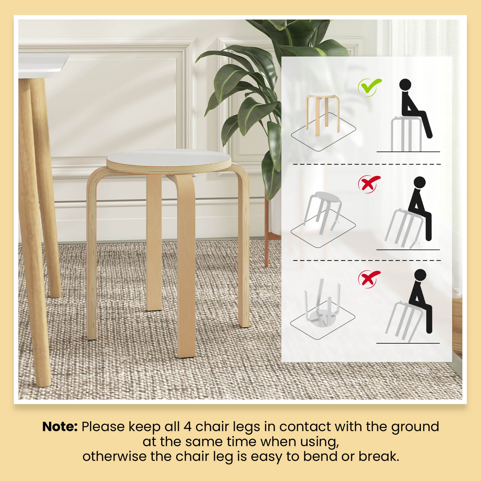 Set Of 4 18 Inch Stackable Bentwood Dining Chairs, White Kitchen & Dining at Gallery Canada