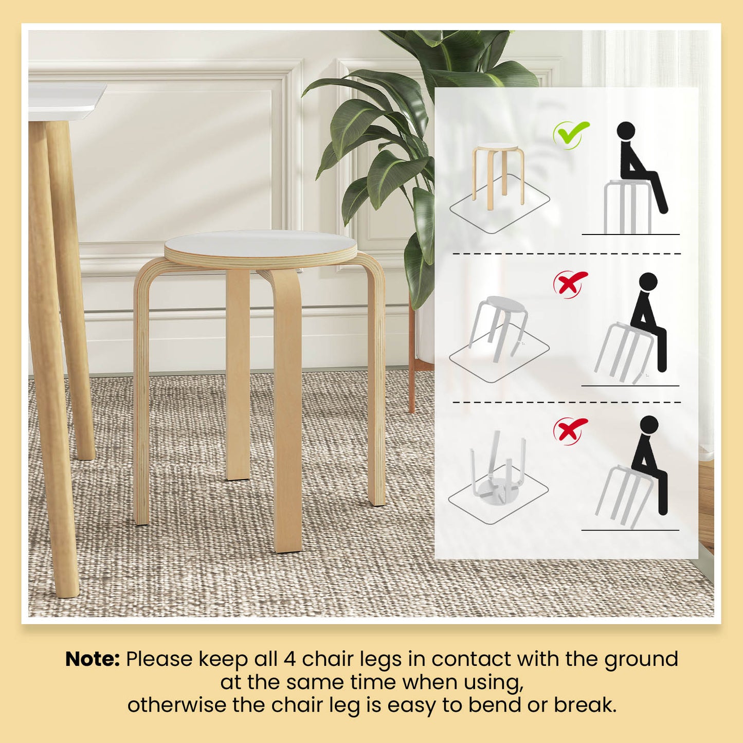 Set Of 4 18 Inch Stackable Bentwood Dining Chairs, White Kitchen & Dining at Gallery Canada