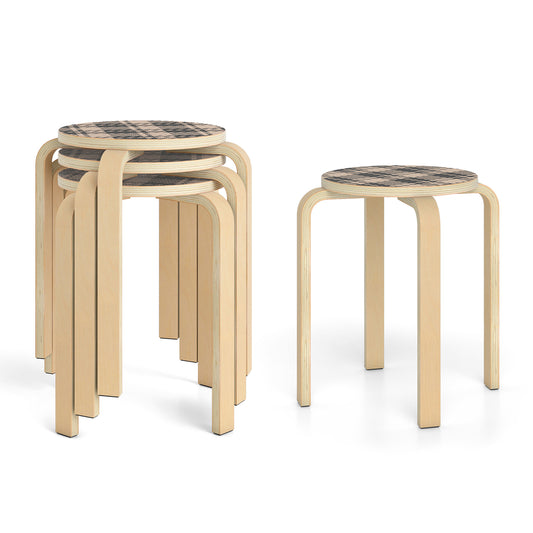 Set Of 4 18 Inch Stackable Bentwood Dining Chairs, Yellow Kitchen & Dining Yellow at Gallery Canada