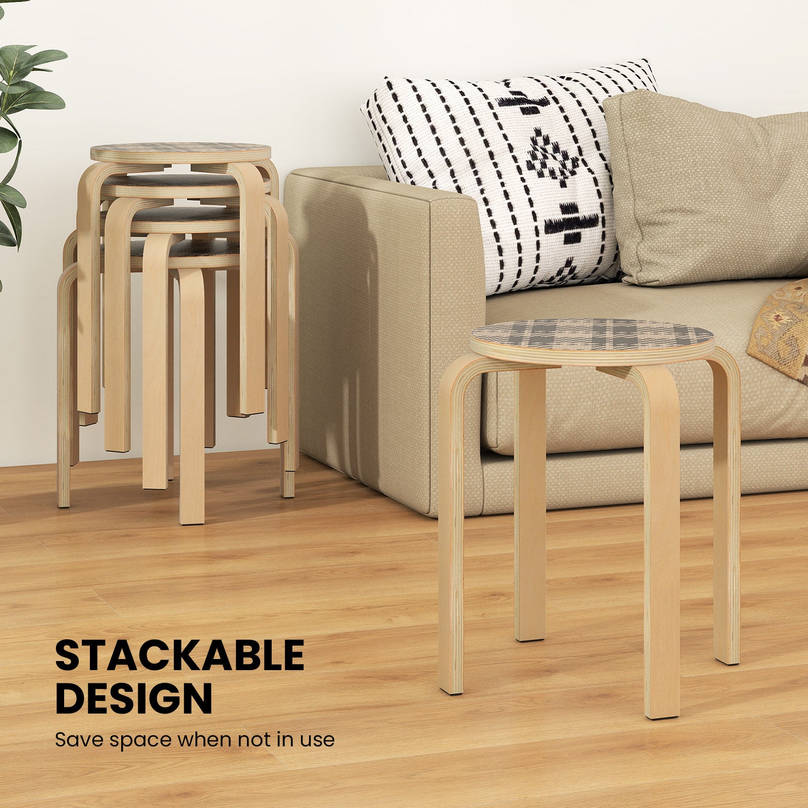 Set Of 4 18 Inch Stackable Bentwood Dining Chairs, Yellow Kitchen & Dining at Gallery Canada