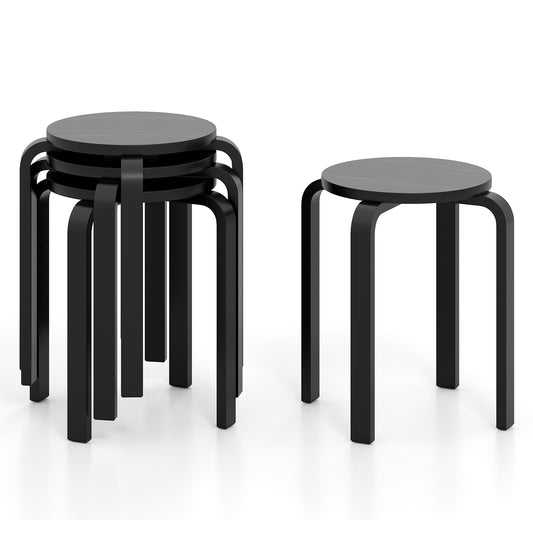 Set of 4 18 Inch Stackable Bentwood Dining Chairs with Round Top, Black Dining Chairs Black at Gallery Canada
