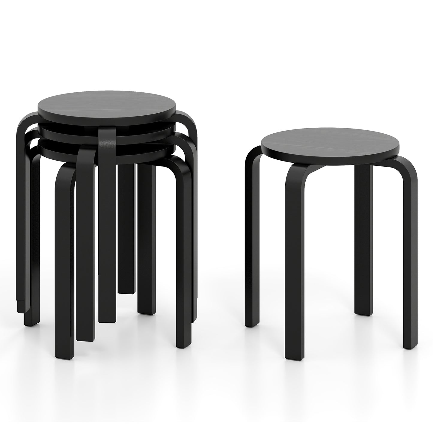 Set of 4 18 Inch Stackable Bentwood Dining Chairs with Round Top, Black Dining Chairs at Gallery Canada