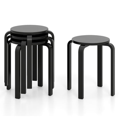 Set of 4 18 Inch Stackable Bentwood Dining Chairs with Round Top, Black Dining Chairs at Gallery Canada