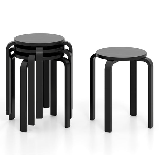 Set of 4 18 Inch Stackable Bentwood Dining Chairs with Round Top, Black Dining Chairs Black at Gallery Canada