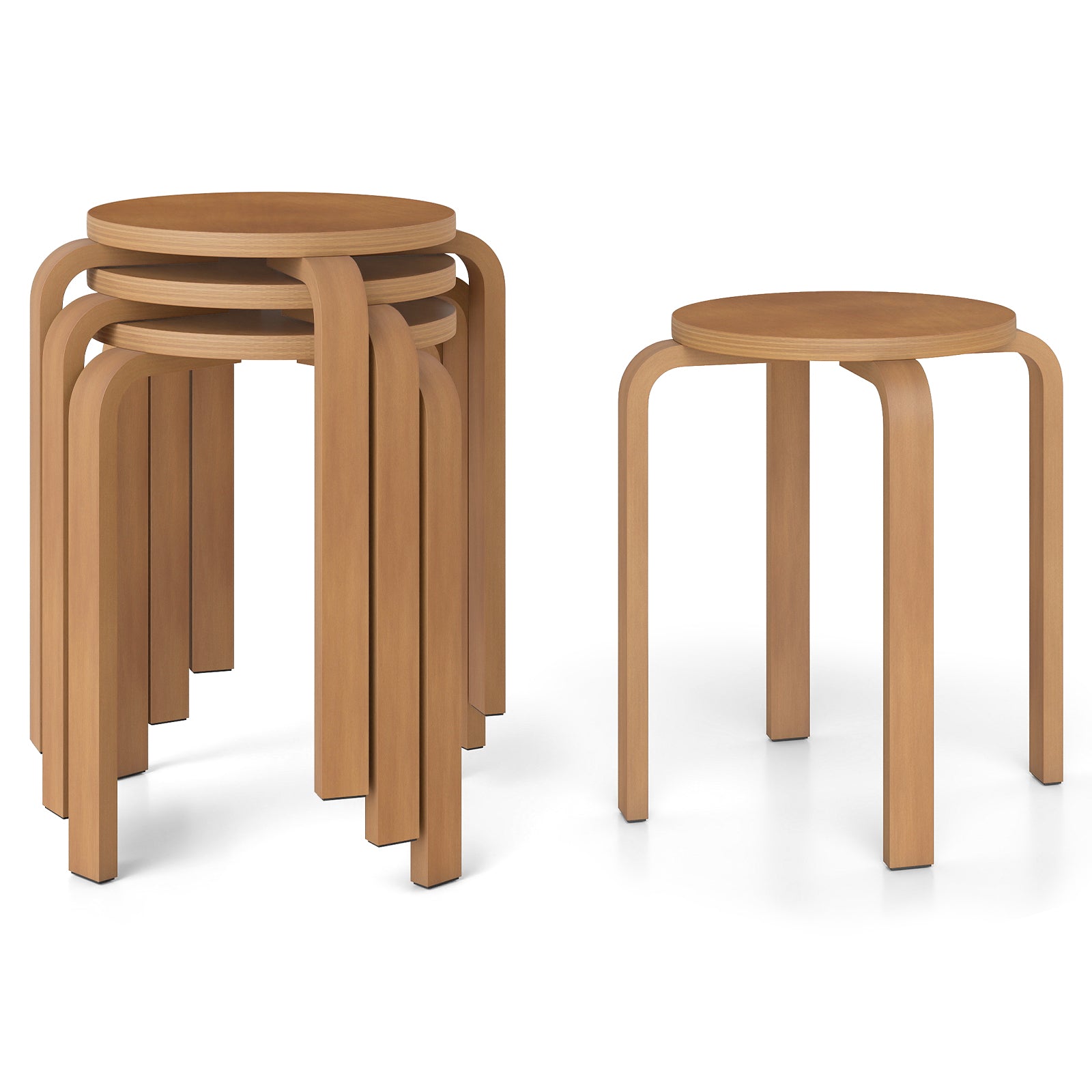 Set of 4 18 Inch Stackable Bentwood Dining Chairs, Round Top, Walnut Dining Chairs at Gallery Canada