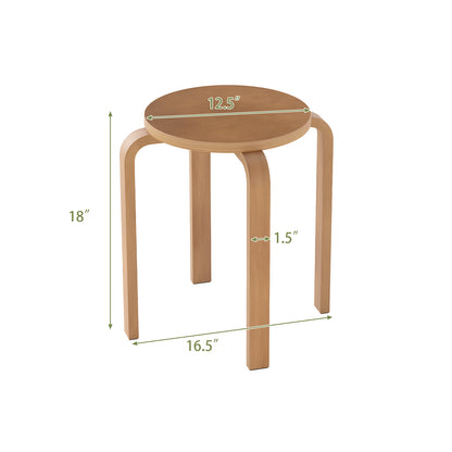 Set of 4 18 Inch Stackable Bentwood Dining Chairs, Round Top, Walnut