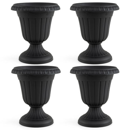 Set of 4 18 inch Tall Vintage Planters with Pedestal Base and Pre-marked Drain Hole, Black Raised Garden Beds Black at Gallery Canada