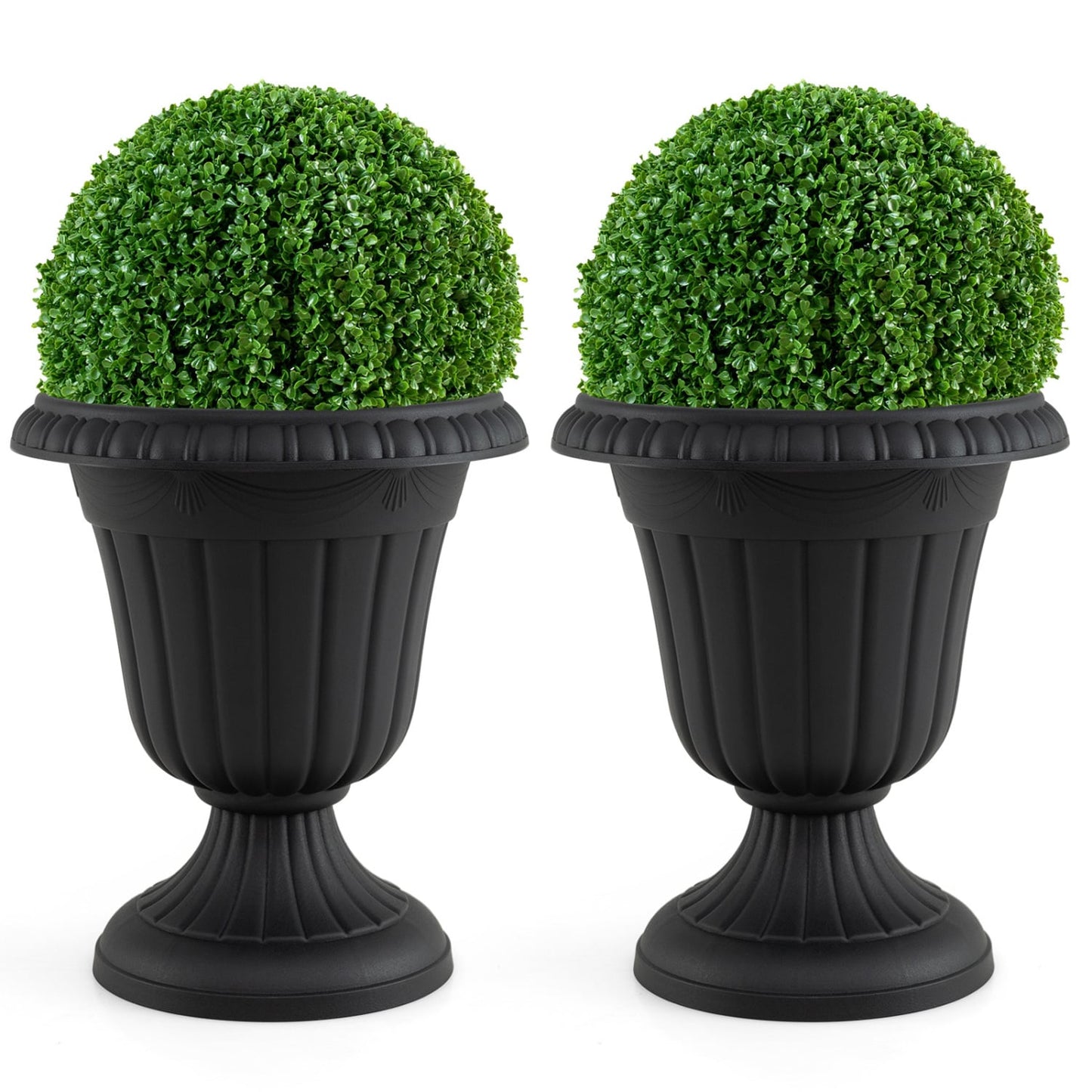 Set of 4 18 inch Tall Vintage Planters with Pedestal Base and Pre-marked Drain Hole, Black