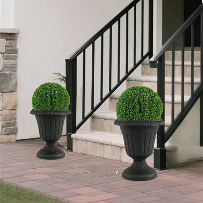 Set of 4 18 inch Tall Vintage Planters with Pedestal Base and Pre-marked Drain Hole, Black