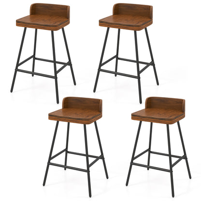Set of 4 24" Industrial Rubber Wood Bar Stools, Brown