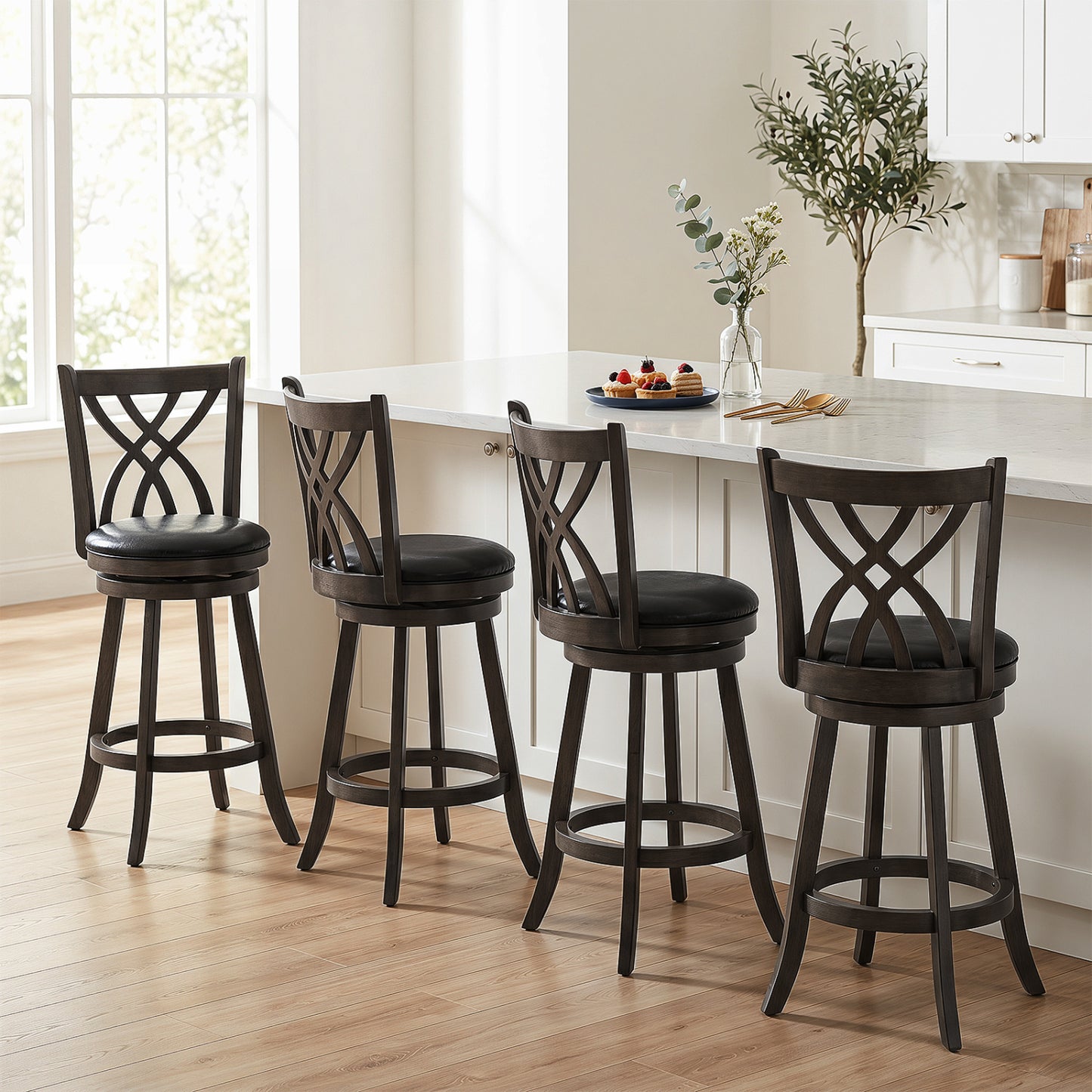 Set Of 4 29" Counter Height Bar Stools, Gray