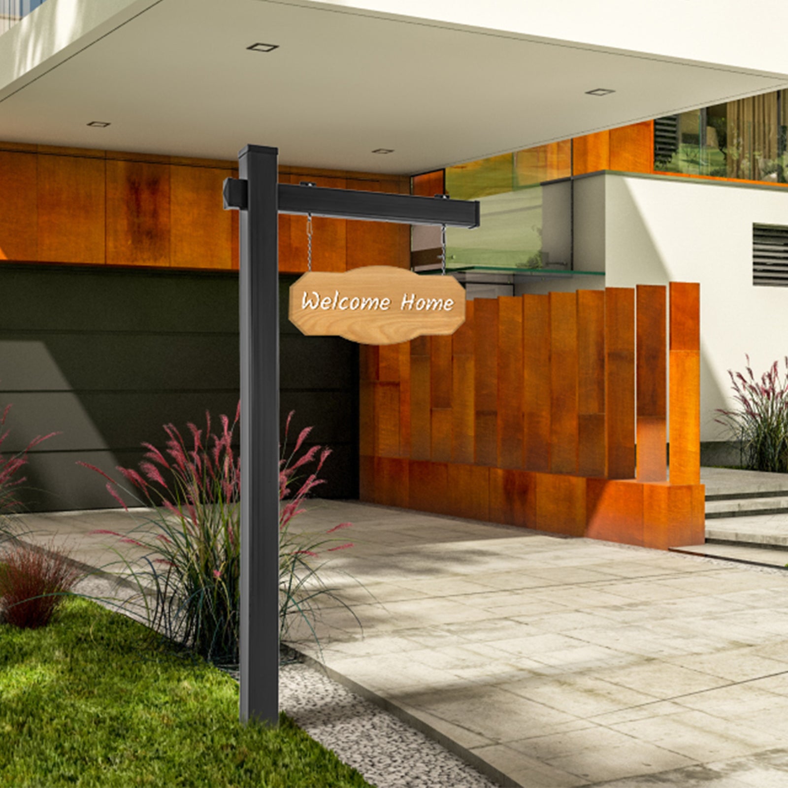 Set Of 4 6 Feet Vinyl UPVC Real Estate Yard Sign Post, Black Outdoor Decor at Gallery Canada