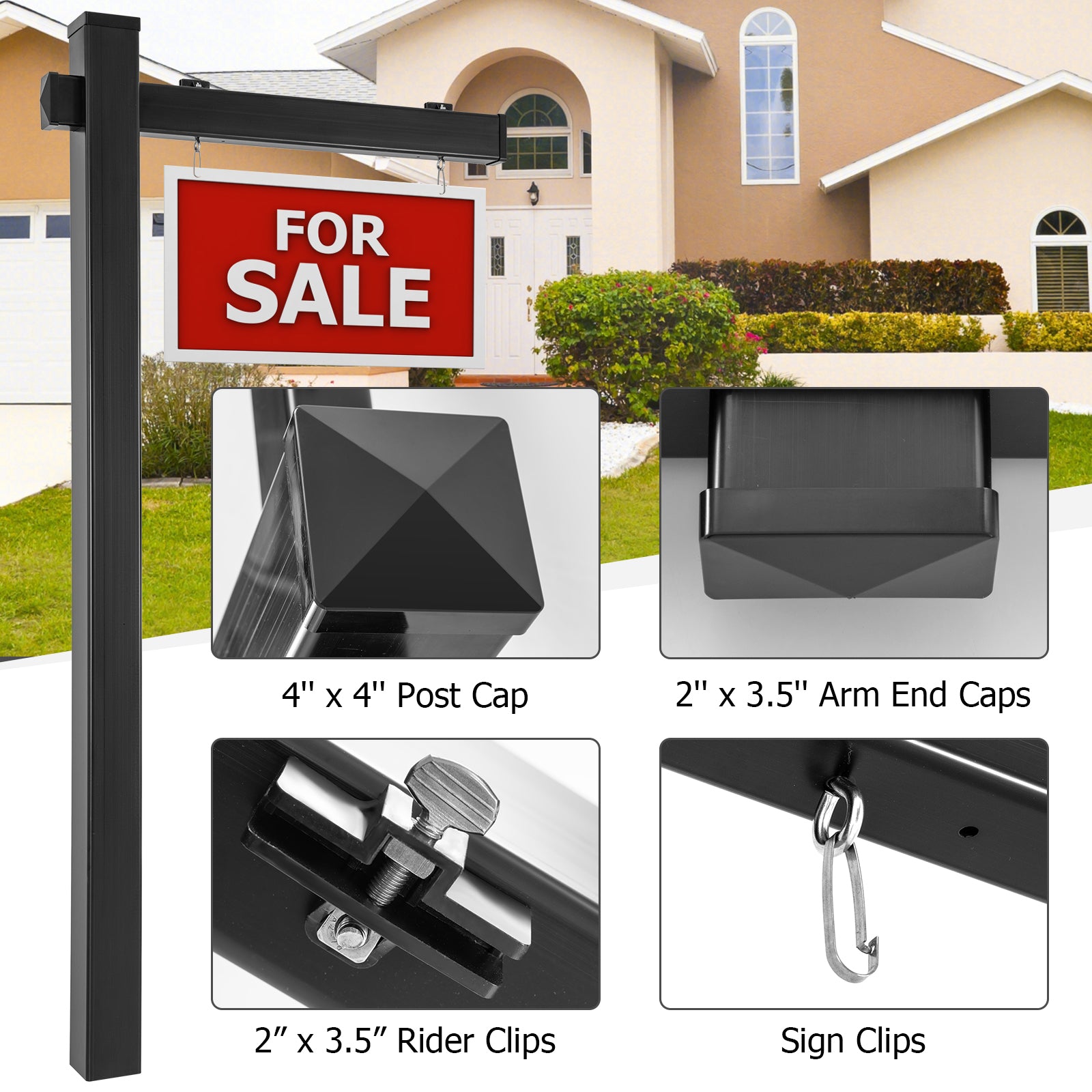 Set Of 4 6 Feet Vinyl UPVC Real Estate Yard Sign Post, Black Outdoor Decor at Gallery Canada