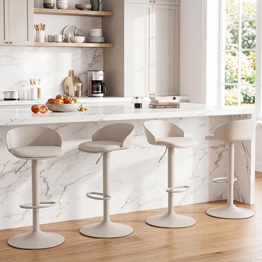 Set of 4 Adjustable Swivel Bar Stools, Cream Bar Stools Cream White at Gallery Canada
