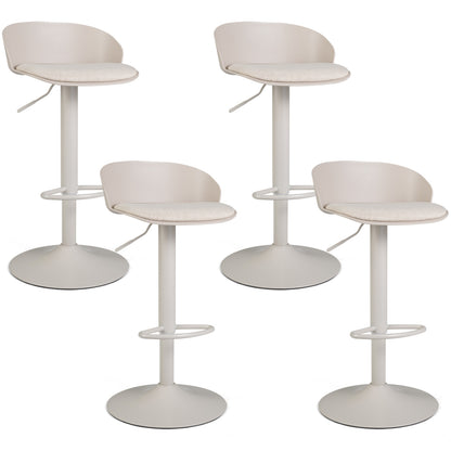 Set of 4 Adjustable Swivel Bar Stools, Cream