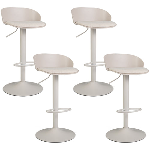 Set of 4 Adjustable Swivel Bar Stools, Cream
