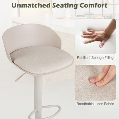Set of 4 Adjustable Swivel Bar Stools, Cream