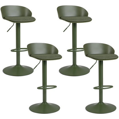 Adjustable Swivel Bar Stools Set of 4 w/ Back, Footrest, Green
