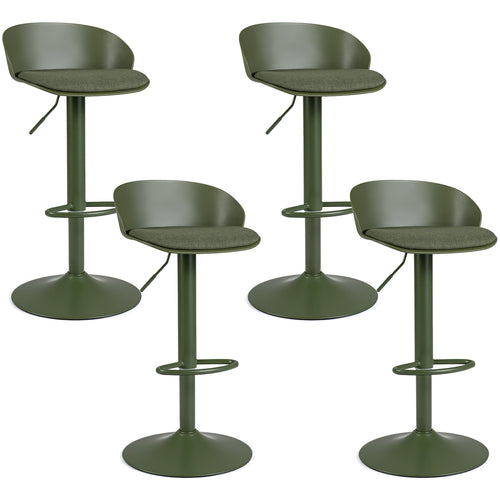 Adjustable Swivel Bar Stools Set of 4 w/ Back, Footrest, Green