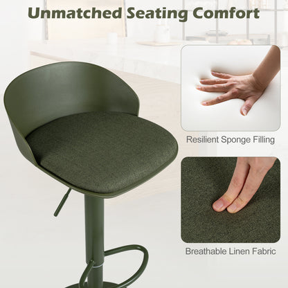 Adjustable Swivel Bar Stools Set of 4 w/ Back, Footrest, Green