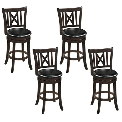 Set of 4 Swivel Bar Stools with Footrest, 26 Inches