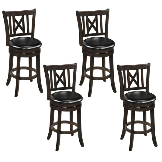 Set of 4 Swivel Bar Stools with Footrest, 26 Inches Bar Stools Dark Chocolate at Gallery Canada