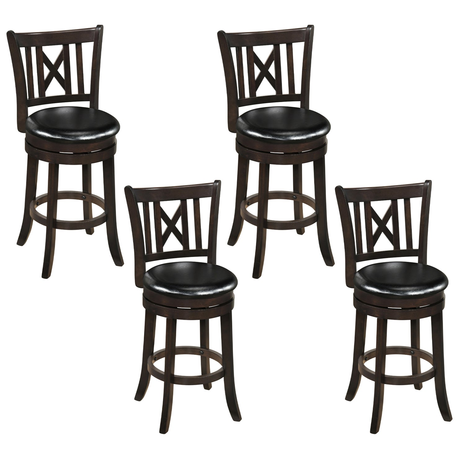 Set of 4 Swivel Bar Stools with Footrest, 26 Inches Bar Stools at Gallery Canada