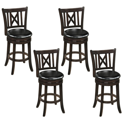 Set of 4 Swivel Bar Stools with Footrest, 26 Inches